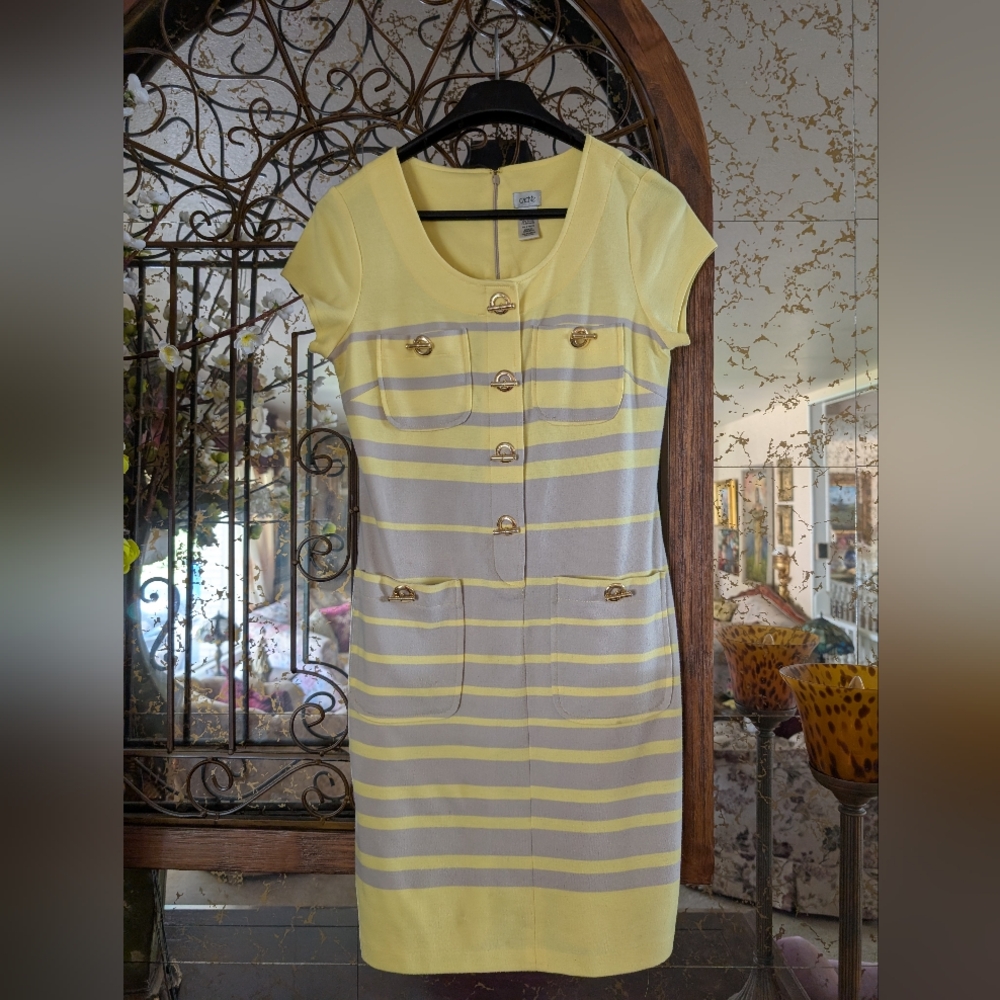 Cache Yellow and Gray Dress